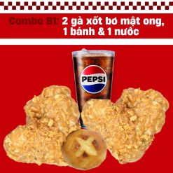 Combo B1: 2 gà xốt bơ mật ong, 1 bánh & 1 nước