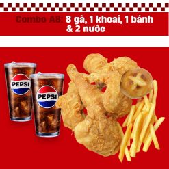Combo A8: 8 gà, 1 khoai, 1 bánh & 2 nước